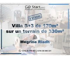 Villa S+3 de 170m² bâti sur un terrain de 330m²  à Megrine Riadh