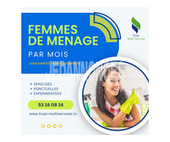 FEMME DE MENAGE PAR MOIS AU LAC 1 & 2