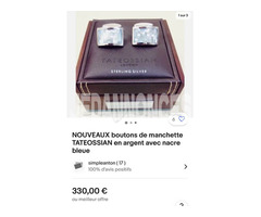 boutons de manchette TATEOSSIAN en argent avec nacre